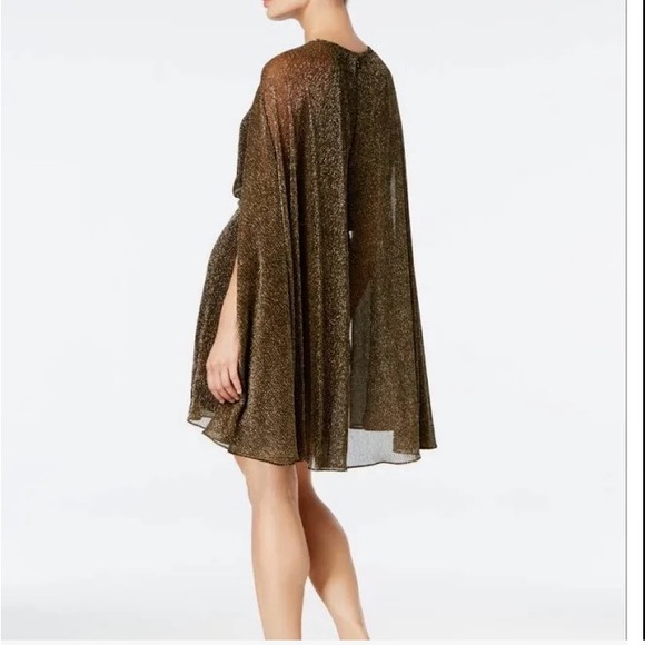 Calvin Klein | Dresses | Calvin Kleins Sheath Dress With Attached Cape Nwt  Size 2 Gold Shimmer | Poshmark